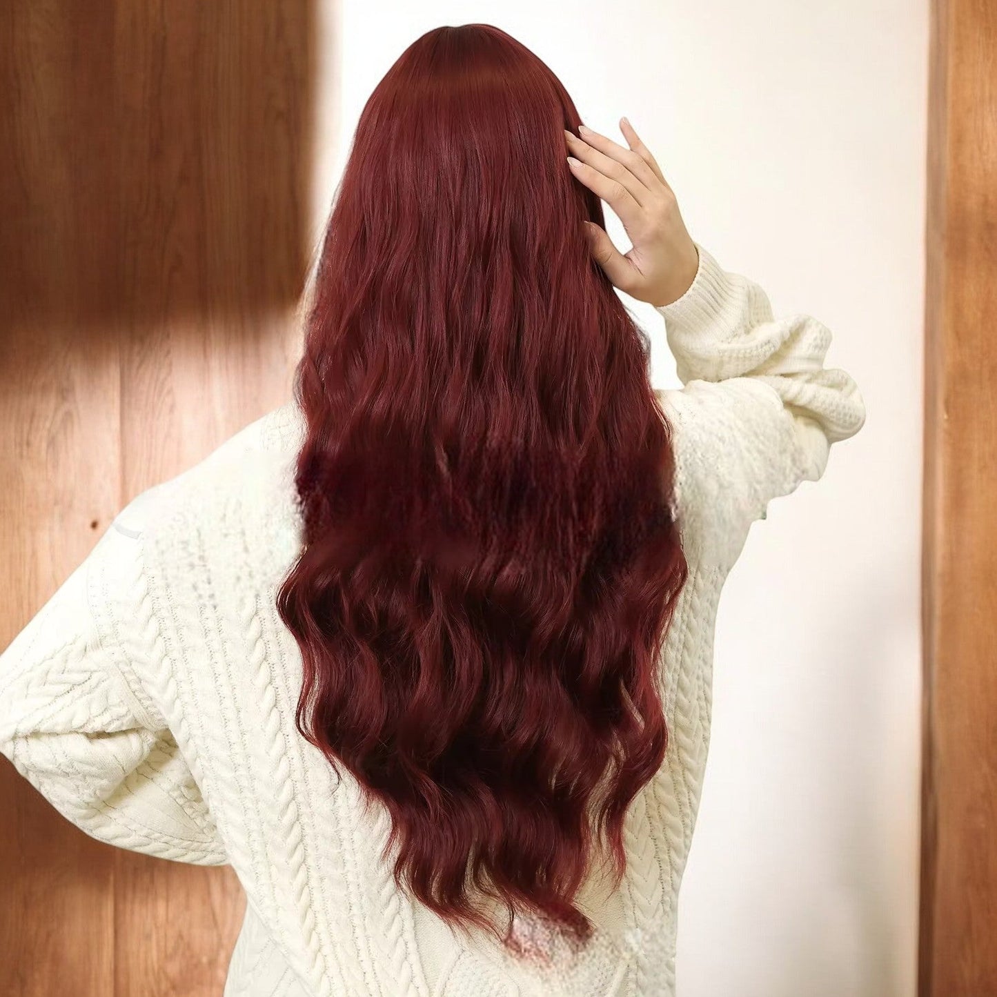 Perruque Longue Bordeaux - LuxeCurlBordeaux™ - Planete Coiffure