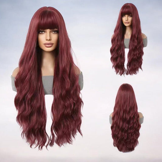 Perruque Longue Bordeaux - LuxeCurlBordeaux™ - Planete Coiffure