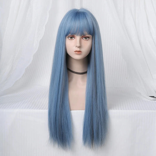 Perruque Longue - SyntheticHairWig™ - Bleu - Planete Coiffure