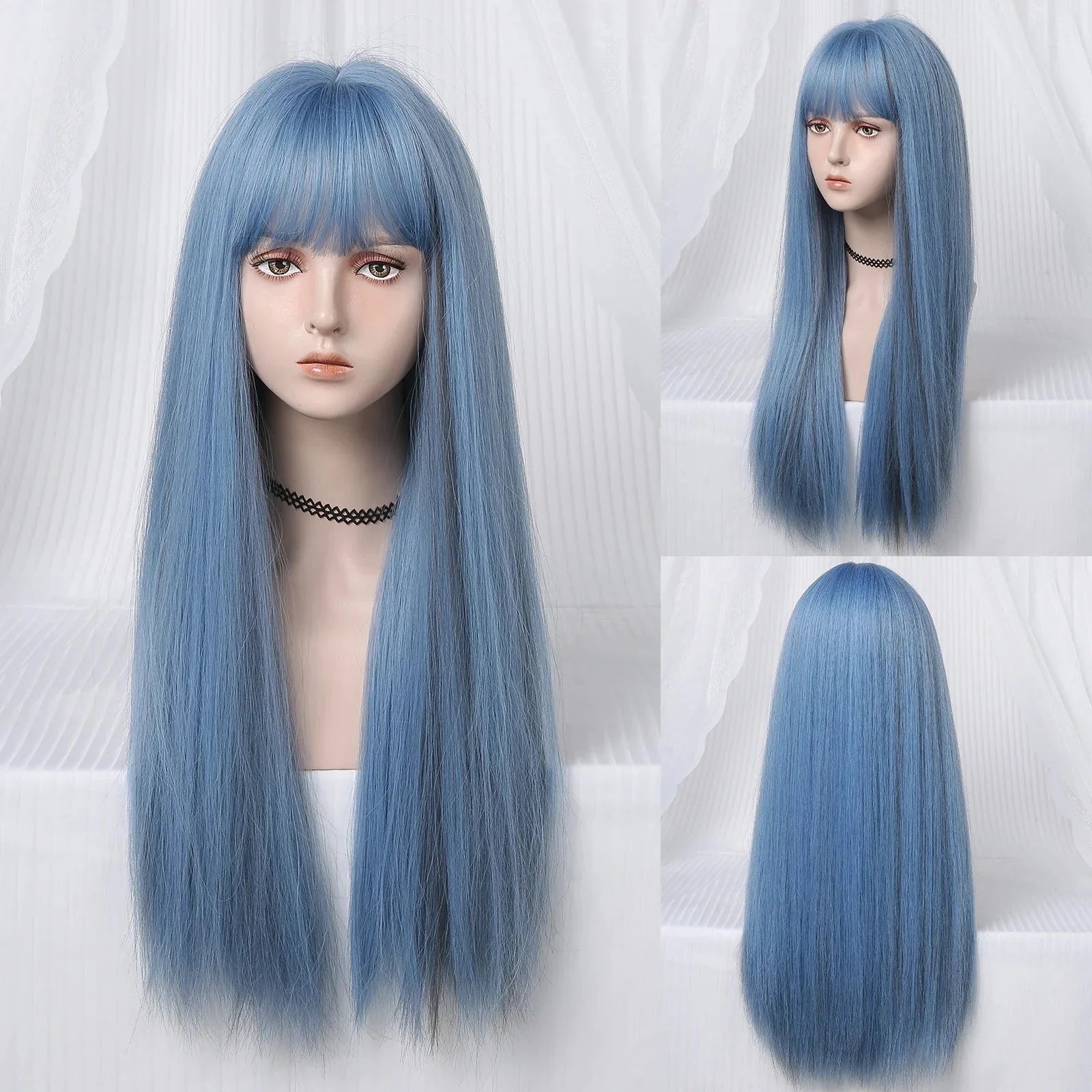 Perruque Longue - SyntheticHairWig™ - Bleu - Planete Coiffure